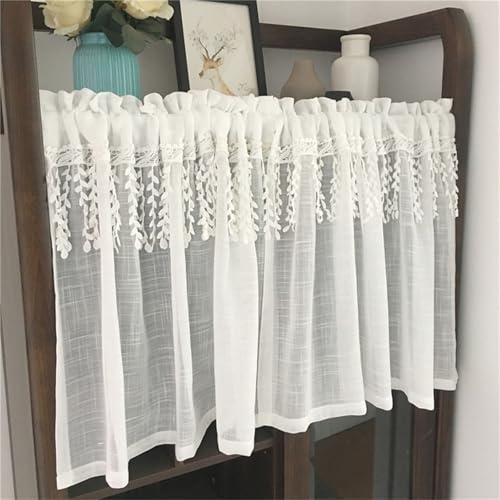 Scheibengardine, Landhausstil Kurzgardine, Boho Kurze Hohle Stickerei Beige Vorhänge, Vintage Spitze Bistrogardine Kurz Gardinen Kleines Fenstervorhang Küche Tür mit Quaste (1 Stüick, W 145x H 45 cm) Scheibengardine, Landhausstil Kurzgardine, Boho Kurze Hohle Stickerei Beige Vorhänge, Vintage Spitze Bistrogardine Kurz Gardinen Kleines Fenstervorhang Küche Tür mit Quaste (1 Stüick, W 145x H 45 cm) von champracer
