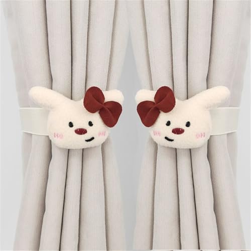 Vorhänge Raffhalter 2 Stück Cartoon Gardinenclips Raffhalter Seil, Cartoon Bär Vorhanghalter, Boho Gardinenclips Raffhalter Seil, Vorhang Halter Clips für Schlafzimmer Kinderzimmer Deko (Kaninchen) von champracer