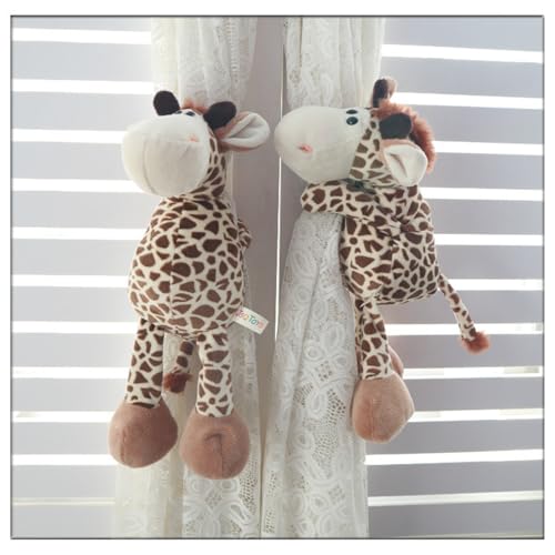champracer 2 Stück Dschungel Tier Vorhang Schnalle niedlich Vorhang Band kreativ Vorhang Krawatte elastische Seil Schnalle Wohnzimmer Schlafzimmer Kinderzimmer Dekoration (Giraffe,29 cm) von champracer