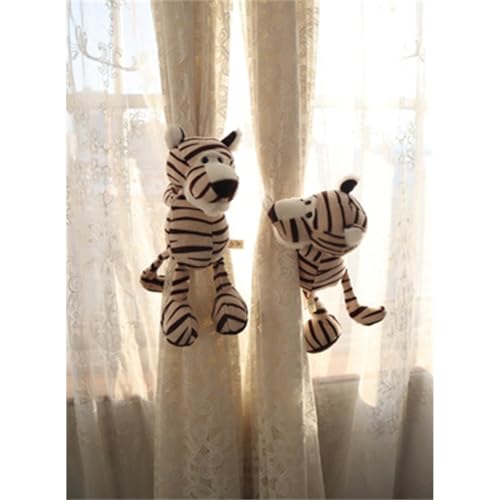 champracer 2 Stück Dschungel Tier Vorhang Schnalle niedlich Vorhang Band kreativ Vorhang Krawatte elastische Seil Schnalle Wohnzimmer Schlafzimmer Kinderzimmer Dekoration (Weißer Tiger,29 cm) von champracer