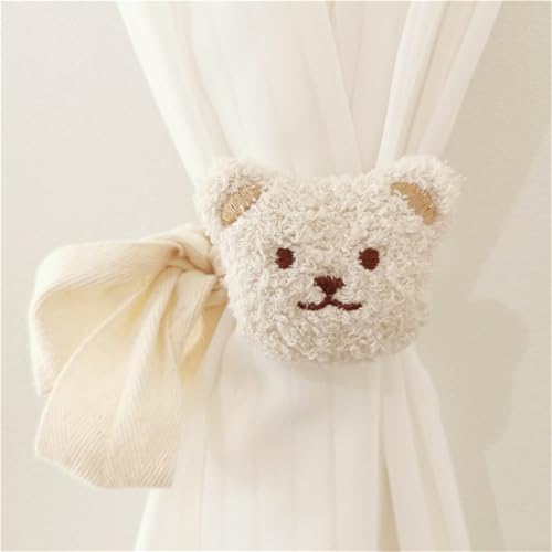 champracer Boho Gardinenclips Raffhalter Seil, 2 Stück Cartoon Bär Vorhanghalter, Niedliche Tiere für Vorhänge, Dekorative Vorhanghalter für Kinderzimmer, Wohnzimmer & Haus Deko (Beige Bär) von champracer