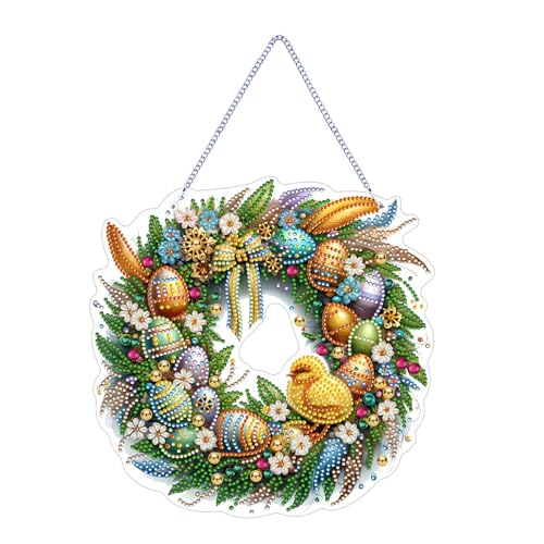 champracer Diamond Painting Kranz Ostern Deko, Ostern-diamantmalerei-hängedekoration, Diamond Painting Türkranz Ostern, Diy Ostern Tischdeko Glänzende Diamant Wanddekoration Geschenk (1 St¨¹ck) von champracer