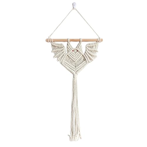 champracer Halloween Deko Boho Handgemacht Gewebte Fledermaus Deko Lustiges 3D Gewebte Fledermaus für Halloween Hängedeko (Beige Fledermaus 30x50cm) von champracer