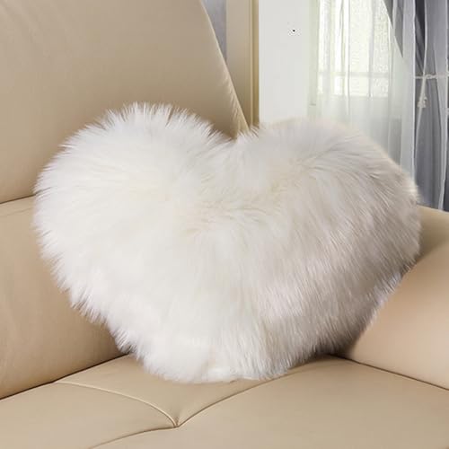 champracer Herzkissen, Waschbar Kissen Herz Kinderzimmer, Kuschelkissen Kinder Herzform Dekokissen Kopfkissen Kissen Zierkissen, Plüsch Kinderkissen für Kinderzimmer Sofa Dekoration (Weiß,40x50 cm) von champracer
