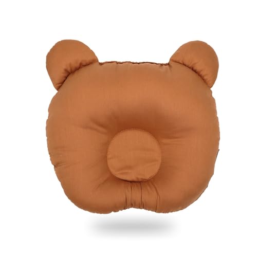 champracer Kindkissen Baby Kissen 0-12 Monate Neugeborene Baumwollmusselin Kopfkissen, Weiches Dekoratives Kissen für Kinderzimmer, Kinderbett, Kinderwagen, Autositz (Braun, 30x23 cm) von champracer