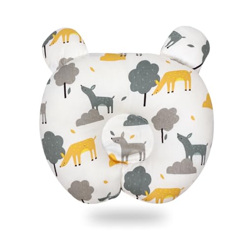 champracer Kindkissen Baby Kissen 0-12 Monate Neugeborene Baumwollmusselin Kopfkissen, Weiches Dekoratives Kissen für Kinderzimmer, Kinderbett, Kinderwagen, Autositz (Fuchs, 30x23 cm) von champracer