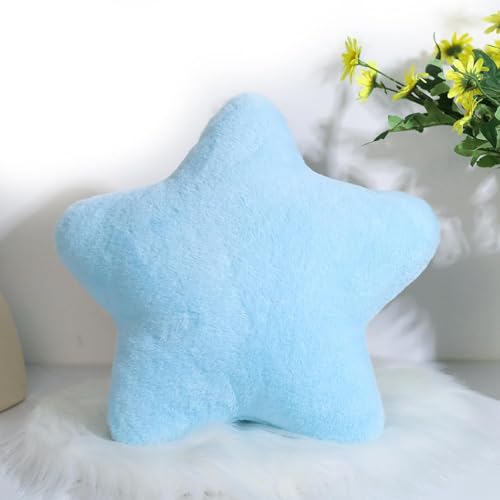 champracer Kuschelkissen Kinder Sternkissen Plüsch Kissen Dekokissen für kuschelecke kinderzimmer, Weiche Flauschige Sternform Zierkissen Sofakisse für Heimdekoration (Blau,40 cm) von champracer