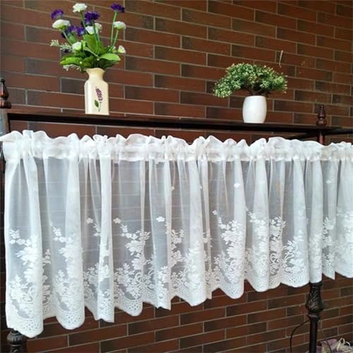 champracer Landhausstil Kurzgardinen, Scheibengardinen, Häkeloptik Bistrogardine, Boho Weiß Vorhänge Fenstervorhang aus Baumwolle mit Quasten Kurzgardinen für Cafe Zimmer (1 Stüick, BxH 150x30) von champracer