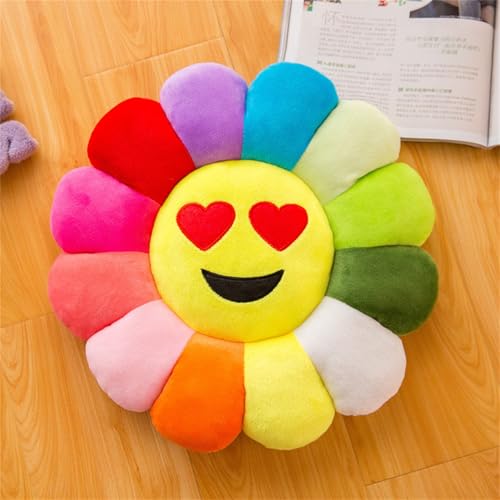 champracer Sonnenblumen-Bodenkissen für Kinder, Weiches Plüschkissen, Sofakissen, weiches Sitzkissen, für Kinder, zum Lesen, Fernsehen, Schlafzimmer, Dekoration (Herz,40 cm) von champracer