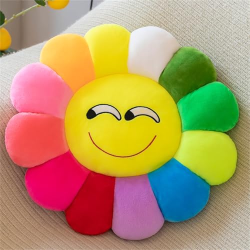 champracer Sonnenblumen-Bodenkissen für Kinder, Weiches Plüschkissen, Sofakissen, weiches Sitzkissen, für Kinder, zum Lesen, Fernsehen, Schlafzimmer, Dekoration (lustig,40 cm) von champracer