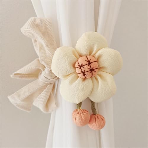 champracer Vorhänge Raffhalter Blumen 2 Stück, Vintage Gestrickte Vorhang Halter Handgefertigte Raffhalter Dekorative Vorhang fürBoho Haus Kinderzimmer, Fenster Dekoration (A) von champracer