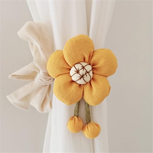champracer Vorhänge Raffhalter Blumen 2 Stück, Vintage Gestrickte Vorhang Halter Handgefertigte Raffhalter Dekorative Vorhang fürBoho Haus Kinderzimmer, Fenster Dekoration (C) von champracer
