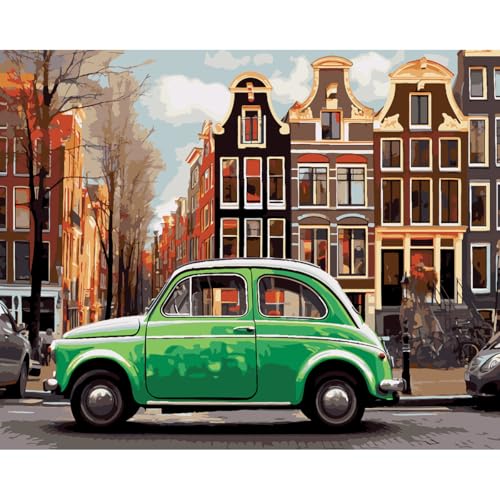 changjiasujiao Auto Malen Nach Zahlen Erwachsene,Landschaft Paint by Numbers Adult,mit Pinseln und Acrylfarben Set für Home Decor,DIY Öl Leinwand Gemälde Ölgemälde Anfänger 40x50 cm (ohne Rahmen) von changjiasujiao
