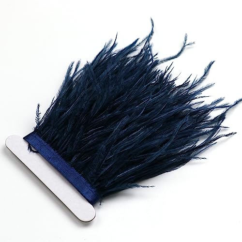 1 m Marineblau Straußenfedern, Fransen mit Satinband, für Kleider, Nähen, Basteln, Kostüme, Dekorationspackung 1 m Marineblau Straußenfedern, Fransen mit Satinband, für Kleider, Nähen, Basteln, Kostüme, Dekorationspackung von chaojukj
