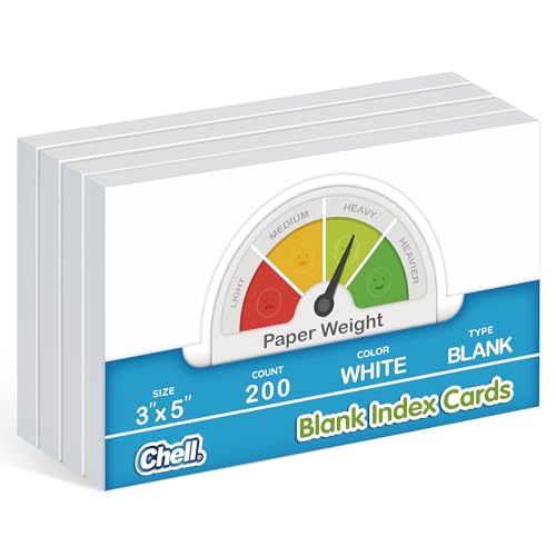 Chell Blanko-Karteikarten, 7,6 x 12,7 cm, schwer, doppelseitig, blanko, 33,6 kg, Deckgewicht, Weiß, 200 Stück Chell Blanko-Karteikarten, 7,6 x 12,7 cm, schwer, doppelseitig, blanko, 33,6 kg, Deckgewicht, Weiß, 200 Stück von chell