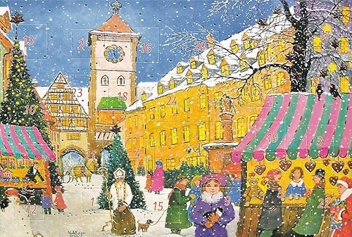 Nostalgische Adventskalenderkarte Freiburg im Breisgau Weihnachten Doppelkarte von chemstickattack