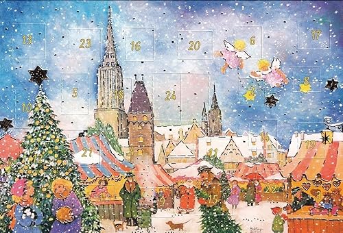 Nostalgische Adventskalenderkarte Ulm Weihnachten Doppelkarte von chemstickattack