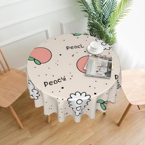 Peachy Cutie Runde Tischdecke, ca. 152,4 cm, # Tischdecke für drinnen und draußen, für Küchenpartys Peachy Cutie Runde Tischdecke, ca. 152,4 cm, # Tischdecke für drinnen und draußen, für Küchenpartys von chenfandi