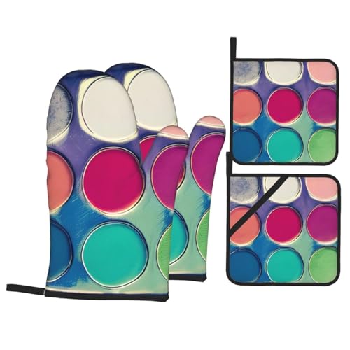 Runde Farbpalette Ofenhandschuhe und Topflappen, 4-teiliges Set, hitzebeständige Ofenhandschuhe und isolierte Pads, Küchenutensilien. Runde Farbpalette Ofenhandschuhe und Topflappen, 4-teiliges Set, hitzebeständige Ofenhandschuhe und isolierte Pads, Küchenutensilien. von chenfandi
