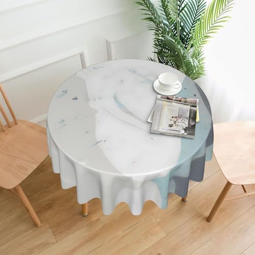 Runde Kunst-Tischdecke, 152,4 cm, Blau und Weiß, für Innen- und Außenbereich, für Küchenpartys Runde Kunst-Tischdecke, 152,4 cm, Blau und Weiß, für Innen- und Außenbereich, für Küchenpartys von chenfandi
