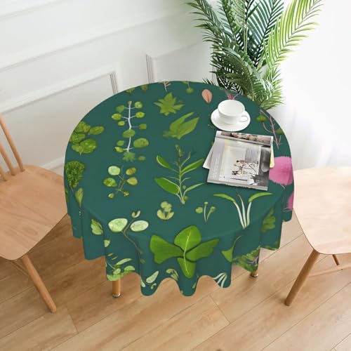 Runde Tischdecke mit Blumen und Pflanzen, ca. 152,4 cm, für Innen- und Außenbereich, Tischdecken für Küchenpartys von chenfandi