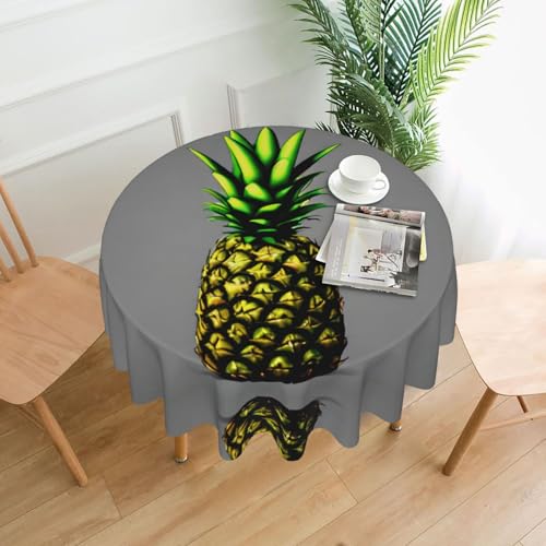 Runde Tischdecke mit Cartoon-Ananas, ca. 152,4 cm, # Tischdecke für drinnen und draußen, für Küchenpartys Runde Tischdecke mit Cartoon-Ananas, ca. 152,4 cm, # Tischdecke für drinnen und draußen, für Küchenpartys von chenfandi