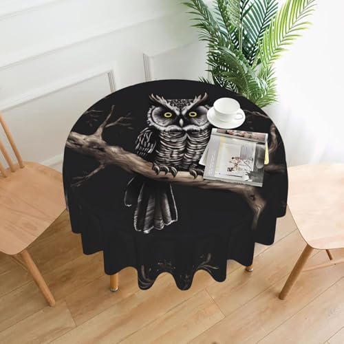 Runde Tischdecke mit Eulenmotiv, 152,4 cm, für Innen- und Außenbereich, für Küchenpartys Runde Tischdecke mit Eulenmotiv, 152,4 cm, für Innen- und Außenbereich, für Küchenpartys von chenfandi