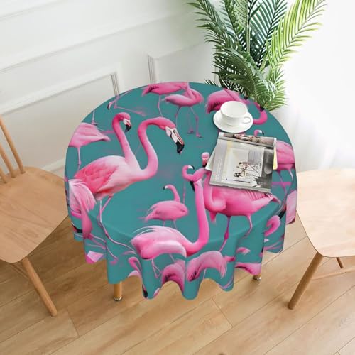 Runde Tischdecke mit Flamingos, ca. 152,4 cm, für Innen- und Außenbereich, für Küchenpartys Runde Tischdecke mit Flamingos, ca. 152,4 cm, für Innen- und Außenbereich, für Küchenpartys von chenfandi