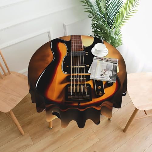 Runde Tischdecke mit Instrumentengitarre, ca. 152,4 cm, # Tischdecke für drinnen und draußen, für Küchenpartys von chenfandi