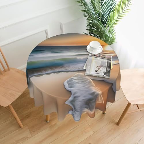 Runde Tischdecke mit Sonnenuntergang über den Wellen, ca. 152,4 cm, # Tischdecke für Innen- und Außenbereich, für Küchenpartys Runde Tischdecke mit Sonnenuntergang über den Wellen, ca. 152,4 cm, # Tischdecke für Innen- und Außenbereich, für Küchenpartys von chenfandi