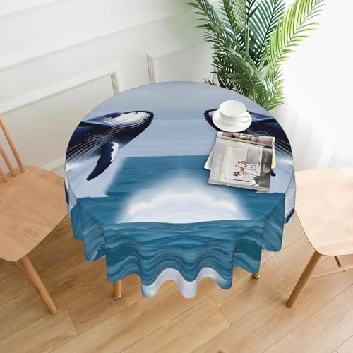 Runde Tischdecke mit Whales At Sea, ca. 152,4 cm, # Tischdecke für Innen- und Außenbereich, für Küchenpartys Runde Tischdecke mit Whales At Sea, ca. 152,4 cm, # Tischdecke für Innen- und Außenbereich, für Küchenpartys von chenfandi