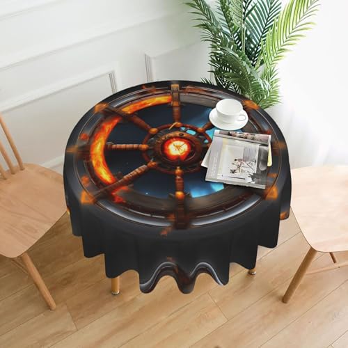 Runde Tischdecke mit Yin-Yang-Schild, ca. 152,4 cm, # Tischdecke für Innen- und Außenbereich, für Küchenpartys von chenfandi