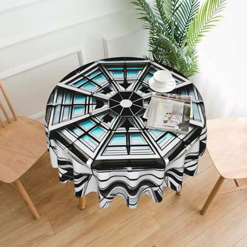 Runde Tischdecke mit achteckigem Gebäude, ca. 152,4 cm, # Tischdecken für drinnen und draußen für Küchenpartys von chenfandi