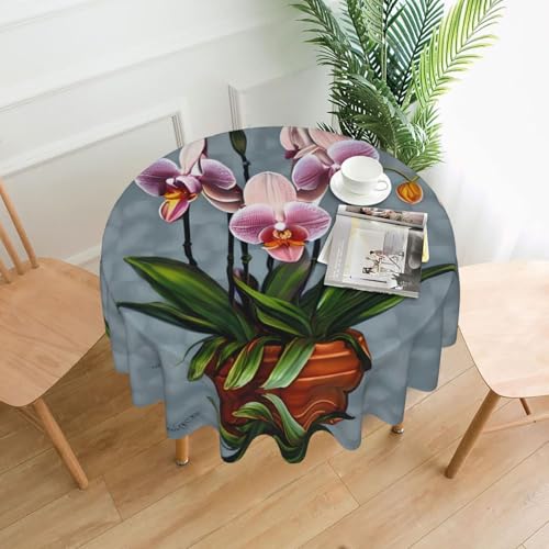 Runde Tischdecke mit blühenden Orchideen, ca. 152,4 cm, # Tischdecke für Innen- und Außenbereich, für Küchenpartys Runde Tischdecke mit blühenden Orchideen, ca. 152,4 cm, # Tischdecke für Innen- und Außenbereich, für Küchenpartys von chenfandi