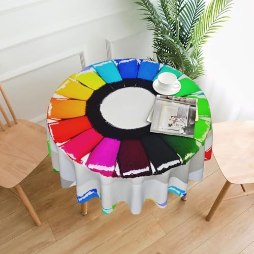 Runde Tischdecke mit bunten Kreiden, ca. 152,4 cm, # Tischdecken für drinnen und draußen für Küchenpartys Runde Tischdecke mit bunten Kreiden, ca. 152,4 cm, # Tischdecken für drinnen und draußen für Küchenpartys von chenfandi