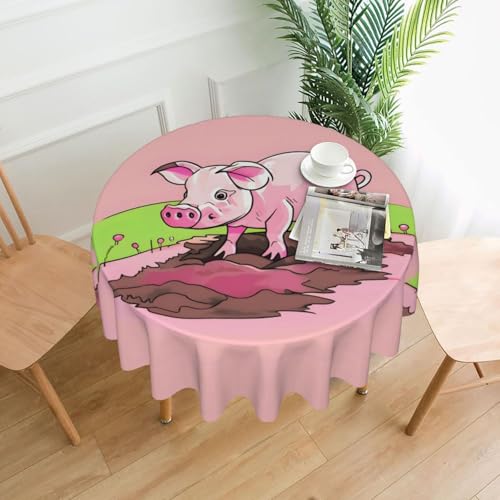 Runde Tischdecke mit rosa Ferkel, ca. 152,4 cm, # Tischdecke für Innen- und Außenbereich, für Küchenpartys von chenfandi