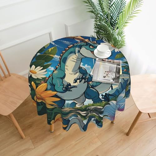 Runde Tischdecke mit süßem Dinosaurier-Motiv, ca. 152,4 cm, für Innen- und Außenbereich, Tischdecken für Küchenpartys Runde Tischdecke mit süßem Dinosaurier-Motiv, ca. 152,4 cm, für Innen- und Außenbereich, Tischdecken für Küchenpartys von chenfandi