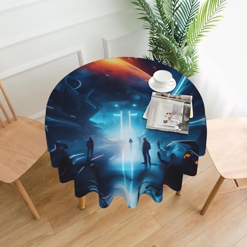 Science Fiction Future Tischdecke, rund, 152,4 cm, für Innen- und Außenbereich, Tischdecken für Küchenpartys von chenfandi