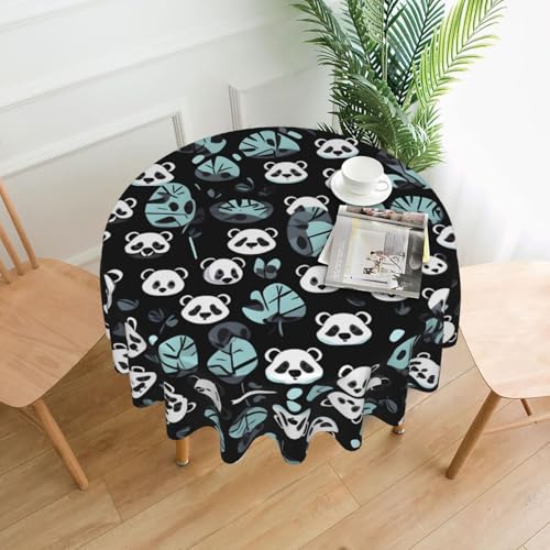 Tischdecke mit Panda-Gesicht, rund, 152,4 cm, Schwarz und Weiß, für Innen- und Außenbereich, für Küchenpartys Tischdecke mit Panda-Gesicht, rund, 152,4 cm, Schwarz und Weiß, für Innen- und Außenbereich, für Küchenpartys von chenfandi