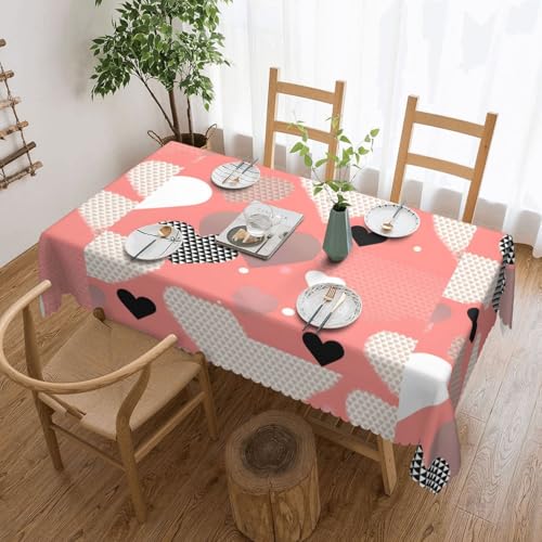 Valentine'S Day Love Rechteckige Tischdecke, 183 x 137 cm, #waschbare Polyester-Tischdecke für Esstisch, Partys, Buffets. von chenfandi