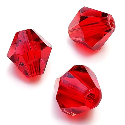 Chengmu 6 mm Doppelkegel-Glasperlen für Schmuckherstellung, 425 Stück, facettierte Form, Crytal Spacer Perlen, Sortiments, Zubehör für Armband, Halskette für Großhandel – Rot von chengmu