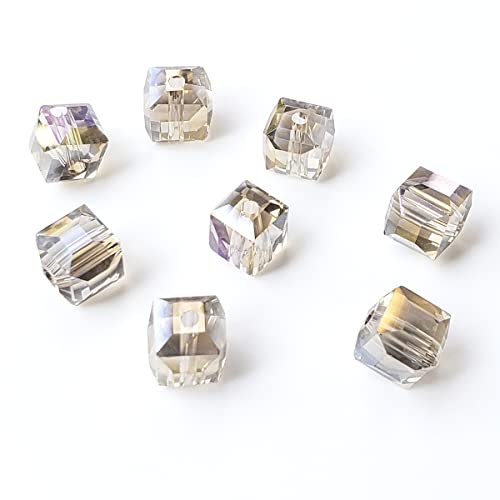 Chengmu 8 mm würfelförmige Glasperlen zur Schmuckherstellung, facettierte, quadratische Kristall-Abstandshalter für Armband, Halskette, Ohrringe, Silber, Champagner, 180 Stück Chengmu 8 mm würfelförmige Glasperlen zur Schmuckherstellung, facettierte, quadratische Kristall-Abstandshalter für Armband, Halskette, Ohrringe, Silber, Champagner, 180 Stück von chengmu