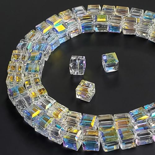 Chengmu 8 mm würfelförmige Glasperlen zur Schmuckherstellung, facettierte, quadratische Kristall-Abstandshalter für Armband, Halskette, Ohrringe, Weiß, 180 Stück Chengmu 8 mm würfelförmige Glasperlen zur Schmuckherstellung, facettierte, quadratische Kristall-Abstandshalter für Armband, Halskette, Ohrringe, Weiß, 180 Stück von chengmu