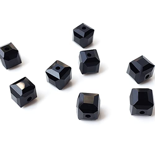 Chengmu 8 mm würfelförmige Glasperlen zur Schmuckherstellung, facettierte, quadratische Kristall-Abstandshalter für Armband, Halskette, Ohrringe, schwarz, 180 Stück Chengmu 8 mm würfelförmige Glasperlen zur Schmuckherstellung, facettierte, quadratische Kristall-Abstandshalter für Armband, Halskette, Ohrringe, schwarz, 180 Stück von chengmu