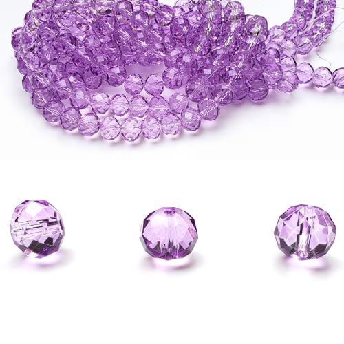 Chengmu Rondelle Glasperlen zur Schmuckherstellung, 8 mm, facettierte Briolette-Kristall-Abstandshalter für Armband, Halskette, Ohrringe, Kristallviolett, 300 Stück Chengmu Rondelle Glasperlen zur Schmuckherstellung, 8 mm, facettierte Briolette-Kristall-Abstandshalter für Armband, Halskette, Ohrringe, Kristallviolett, 300 Stück von chengmu