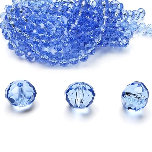 Chengmu Rondelle Glasperlen zur Schmuckherstellung, facettierte Briolette-Kristall-Abstandshalter für Armband, Halskette, Ohrringe, 10 mm, Hellblau, 200 Stück Chengmu Rondelle Glasperlen zur Schmuckherstellung, facettierte Briolette-Kristall-Abstandshalter für Armband, Halskette, Ohrringe, 10 mm, Hellblau, 200 Stück von chengmu