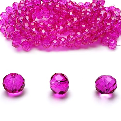 Chengmu Rondelle Glasperlen zur Schmuckherstellung, facettierte Briolette-Kristall-Abstandshalter für Armband, Halskette, Ohrringe, 10 mm, Rosenrot, 200 Stück Chengmu Rondelle Glasperlen zur Schmuckherstellung, facettierte Briolette-Kristall-Abstandshalter für Armband, Halskette, Ohrringe, 10 mm, Rosenrot, 200 Stück von chengmu