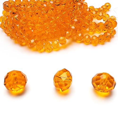 Chengmu Rondelle Glasperlen zur Schmuckherstellung, facettierte Briolette-Kristall-Abstandshalter für Armband, Halskette, Ohrringe, Orange, 200 Stück Chengmu Rondelle Glasperlen zur Schmuckherstellung, facettierte Briolette-Kristall-Abstandshalter für Armband, Halskette, Ohrringe, Orange, 200 Stück von chengmu