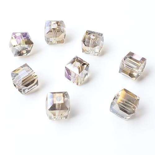 Chengmu Würfelförmige Glasperlen zur Schmuckherstellung, 450 Stück, facettierte, quadratische Kristall-Abstandshalter für Armband, Halskette, Ohrringe, silberfarben, Champagner Chengmu Würfelförmige Glasperlen zur Schmuckherstellung, 450 Stück, facettierte, quadratische Kristall-Abstandshalter für Armband, Halskette, Ohrringe, silberfarben, Champagner von chengmu