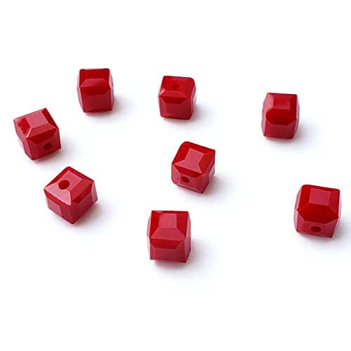 Chengmu Würfelförmige Glasperlen zur Schmuckherstellung, 450 Stück, facettierte, quadratische Kristallperlen, Abstandshalter für Armband, Halskette, Ohrringe, Keramik, Rot, 450 Stück von chengmu